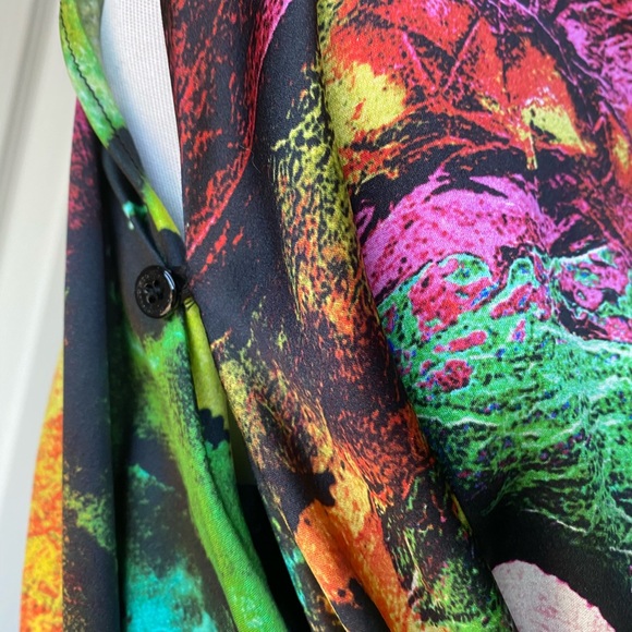 Rocco Barocco Floral Abstract silk dress XS - Picture 6 of 16